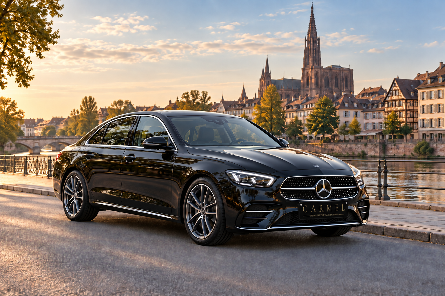 Premium-Limousine mit Strasbourg im Hintergrund